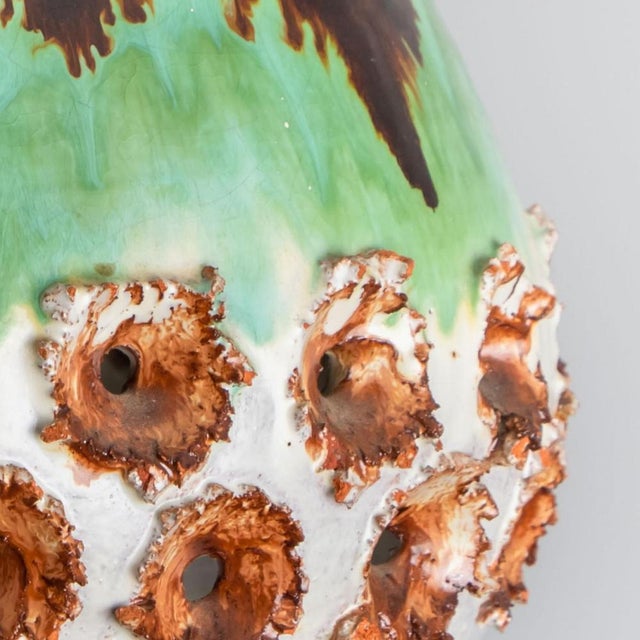 Ceramic Green and Brown Ceramic Pendant Light, 1970 For Sale - Image 7 of 13