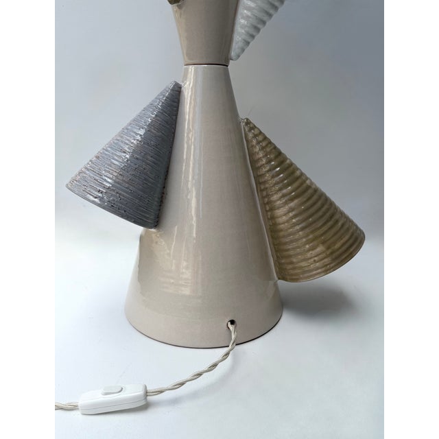Contemporary Pair of Ceramic Cone Lamps by Antonio Cagianelli, Italy For Sale - Image 13 of 14