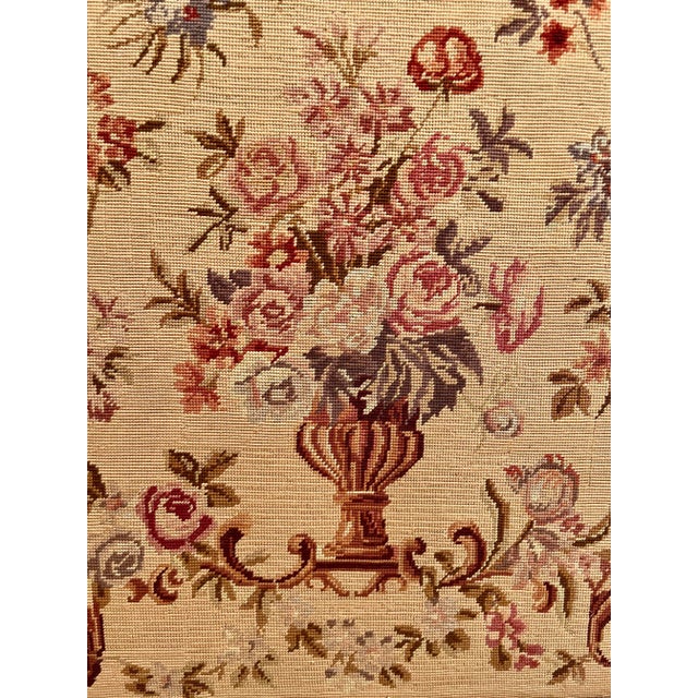 Late 19th Century Antique Wood Fireplace Screen With Needlepoint Embroidery For Sale - Image 5 of 12