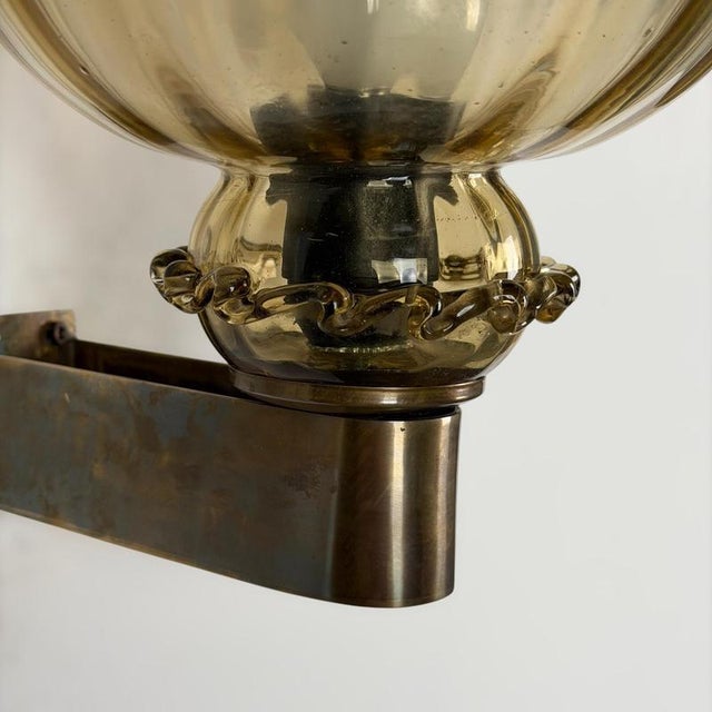 Art Deco Amber Murano Glass Sconces by Aureliano Toso for Toso, 1940s, Set of 2 For Sale - Image 10 of 18
