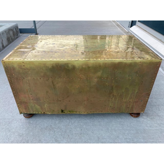 Sarreid Ltd. Brass-Clad Campaign Coffee Table From Sarreid Ltd. Spain For Sale - Image 4 of 13