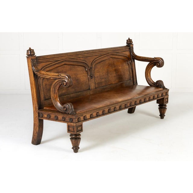 19th Century English Oak Gothic Bench For Sale - Image 11 of 11