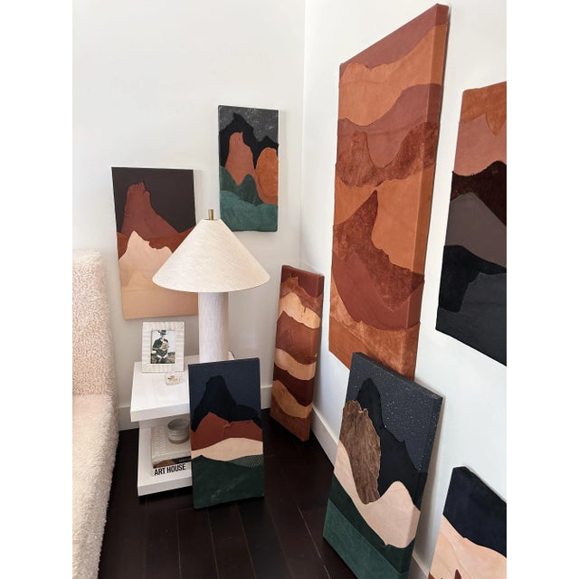 "Night Sky, Sedona" Abstract Leather Landscape Artwork For Sale - Image 4 of 6