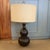 Wood Vintage Black Gourd Table Lamp With Aged Brass Base and Linen Drum Shade For Sale - Image 7 of 8