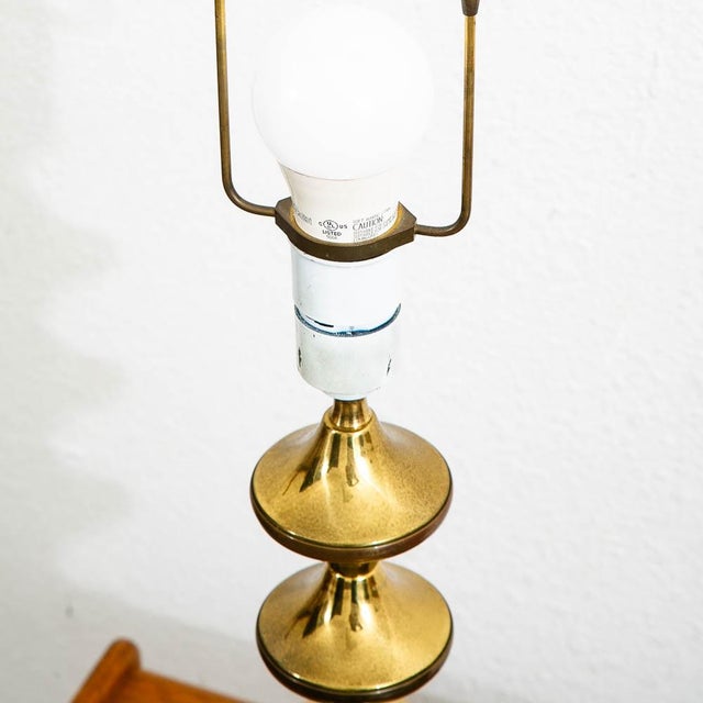 1960s Mid Century Modern Lamp Denmark Lighting Brass Table Round Brass Danish Vintage For Sale - Image 5 of 12