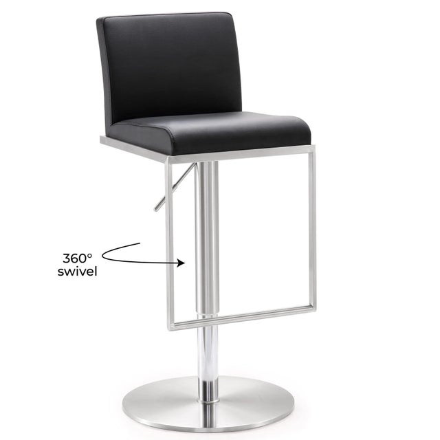 Amalfi Black Steel Adjustable Bar Stool For Sale - Image 9 of 11