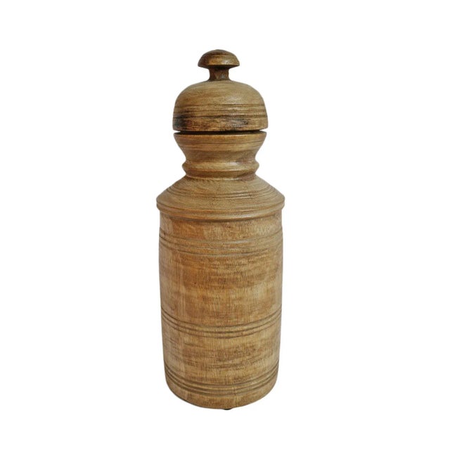 Rustic Vintage Rustic Teak Nepal Food Jar For Sale - Image 3 of 3