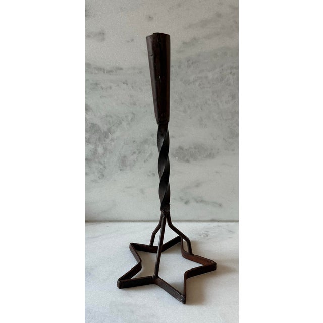 Late 20th Century Pair of Rustic Star Cattle Brand Candle Holders For Sale - Image 5 of 9