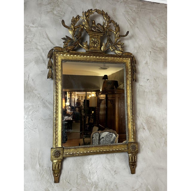 Louis XVI Mirror in Carved and Gilded Wood For Sale - Image 10 of 12