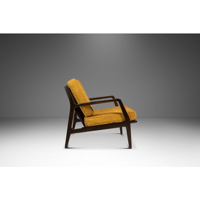 Danish Mid-Century Modern Model 596 Lounge Chair in Beech & Bouclé Attributed to Lawrence Peabody & Ib Kofod Larsen for Selig, Denmark, C. 1950's For Sale - Image 10 of 18