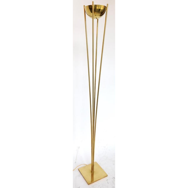 Not Yet Made - Made To Order Pair of Adesso Imports Brass Torcheres Floor Lamps For Sale - Image 5 of 5