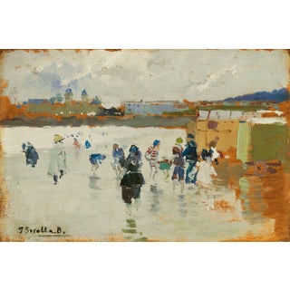 1906 Vintage La Concha Beach Art Print by Joaquín Sorolla - 12" X 8" For Sale