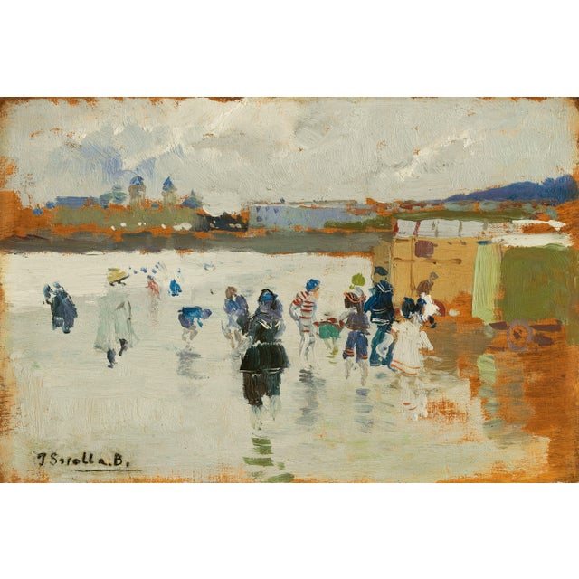1906 Vintage La Concha Beach Art Print by Joaquín Sorolla - 12" X 8" For Sale