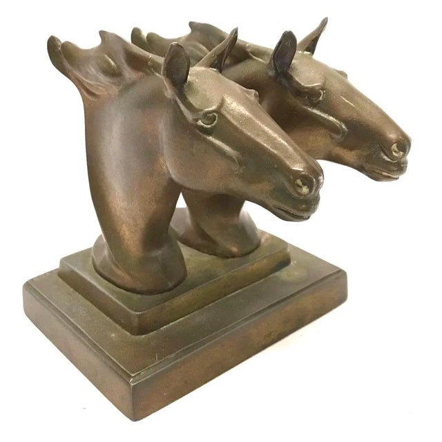 Bronze Vintage Bronze Heavy Cast Double Horse Letter Holder For Sale - Image 8 of 8