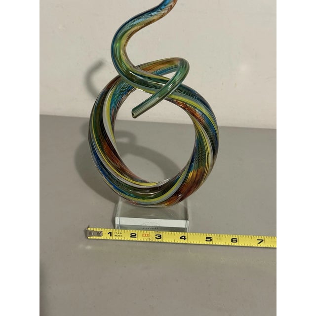 Mid-Century Modern Vintage MCM Murano Art Glass Love Knot Sculpture Figurine For Sale - Image 3 of 7