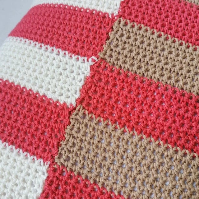 Contemporary Salmon & Beige Stripes Pillow from Com Raiz For Sale - Image 3 of 5