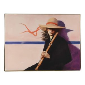 Framed Painting of Ray Young's Woman With Clarinet