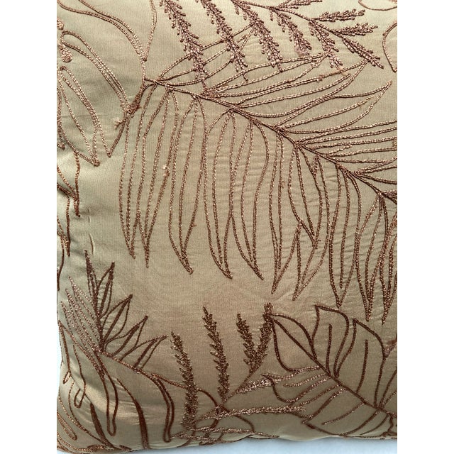 Modern Linear Leaf Embroidered Pillow Cover For Sale In New York - Image 6 of 8