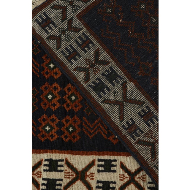Textile 2010s Rug & Kilim’s Oushak Style Rug in Blue With Rust Orange Geometric Patterns For Sale - Image 7 of 8