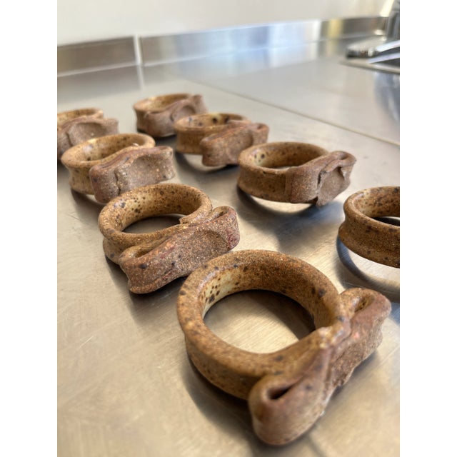 Late 20th Century Vintage Studio Art Pottery Napkins Rings- Set of 8 For Sale In Denver - Image 6 of 11