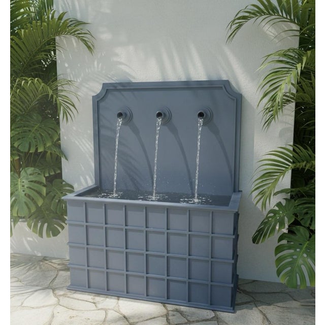 Architectural Lead-Gray Zinc Triple-Spout Wall Fountain For Sale In West Palm - Image 6 of 7