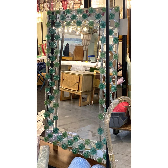 Contemporary Contemporary Modern Green Floreal Mirror Murano Glass For Sale - Image 3 of 5