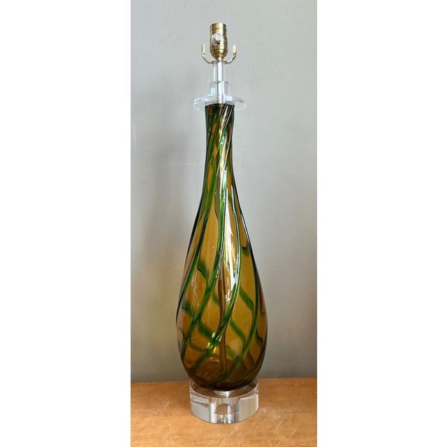 Vintage Murano Swirled Glass Table Lamp For Sale - Image 4 of 12