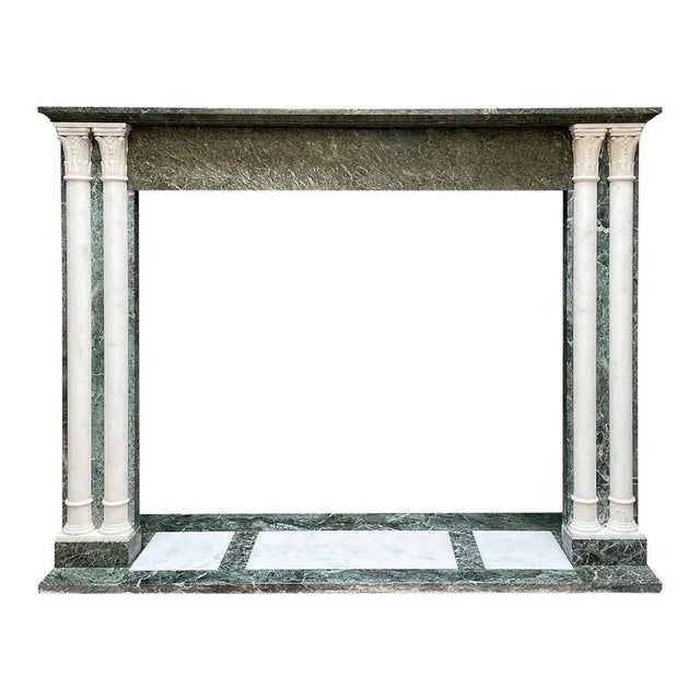 Antique French Fireplace Mantel in Verdi Antico and Statuary Marble, 1830 For Sale - Image 10 of 10