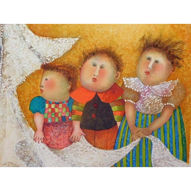 "Les Jeunes Maries" Contemporary Figurative Wedding Scene Print by Graciela Rodo Boulanger, Framed For Sale - Image 9 of 12