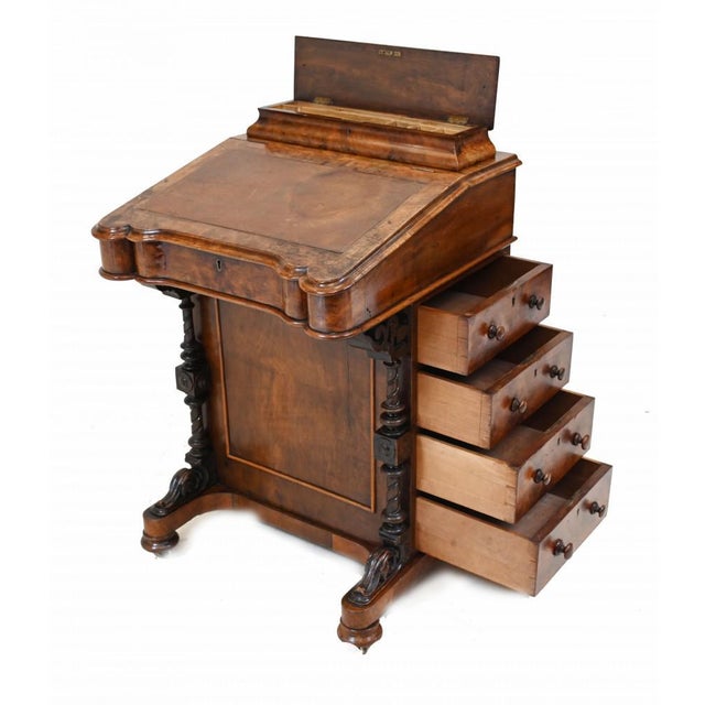 Antique Davenport Desk in Walnut, 1880 For Sale - Image 9 of 16