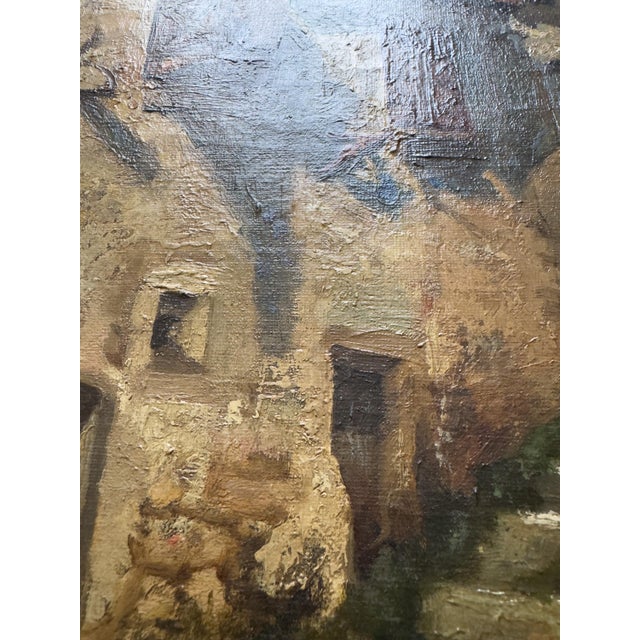 Large 19th-Century French Village Oil Painting by Jean-Georges Pasquet, After Dameron For Sale - Image 11 of 18