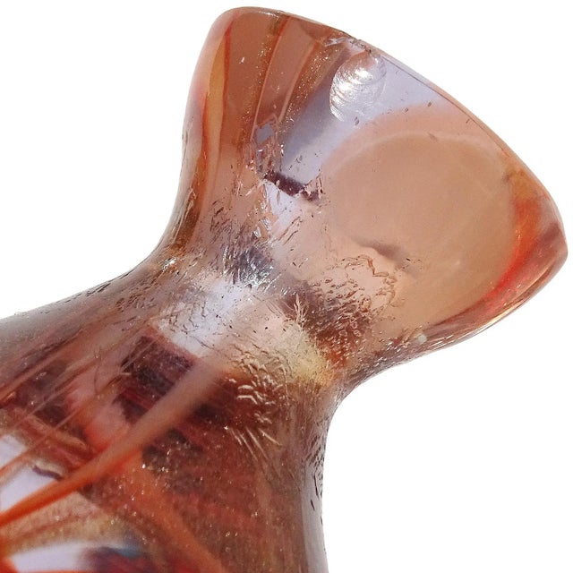 Blue Murano Vintage Sommerso Blue Orange Aventurine Fenicio Pattern Italian Art Glass Fish Paperweight Figurine For Sale - Image 8 of 9