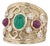 Vintage Ornate Emerald Ruby Diamond Ring 14k Yellow Gold Size 6.25 For Sale