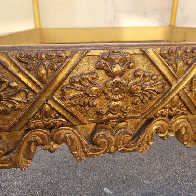 Gilded Wooden Bed, Width 176.5cm, Late 19th Century For Sale - Image 13 of 18