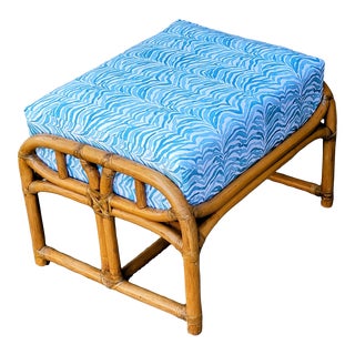 1970s Ficks Reed Coastal Style Bamboo Ottoman For Sale