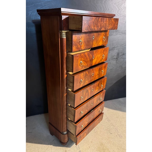 Tall Empire French Chest of Drawers, 1830s For Sale - Image 6 of 18
