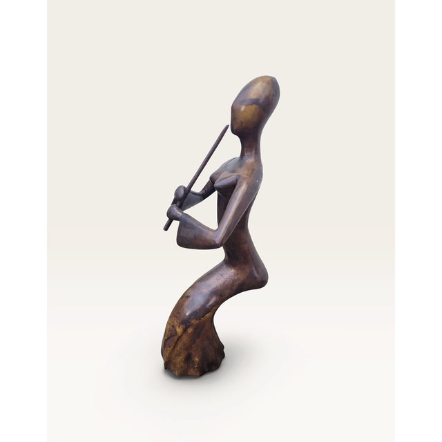 Large Late 20th Century French Bronze Female Flute Player Sculpture For Sale - Image 16 of 18