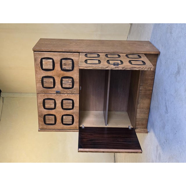 Natural oak brutalist cabinet in absolute great condition, Proffesionaly refinished cabinet. Height 130cm Depth 50cm Width...