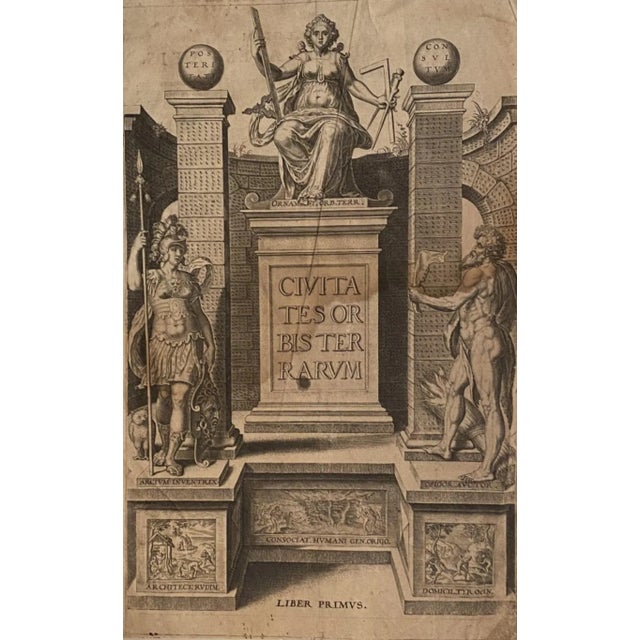 Unknown, Frontispiece: Civitates Orbis Terrarum, Original Etching, 1580 For Sale - Image 3 of 3