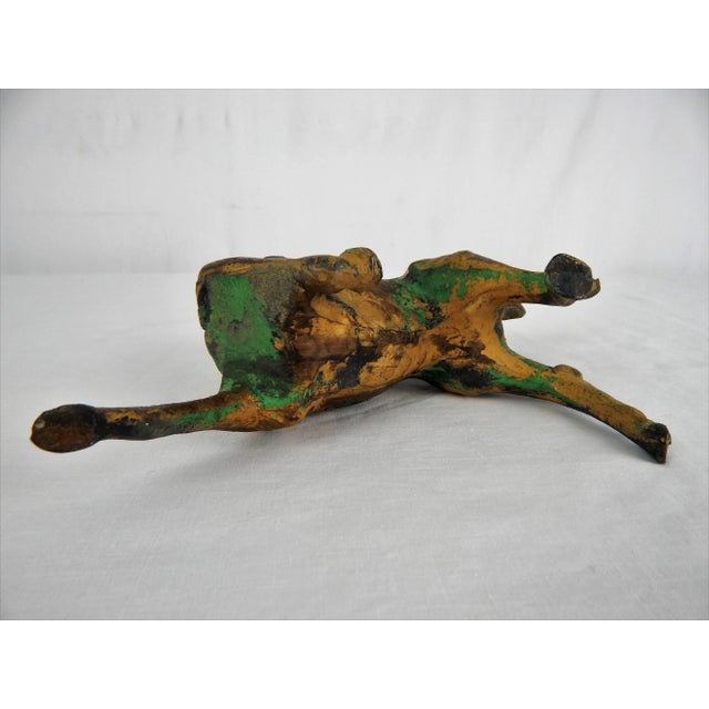 Gold Asian Metal Prancing Horse Figure For Sale - Image 8 of 9