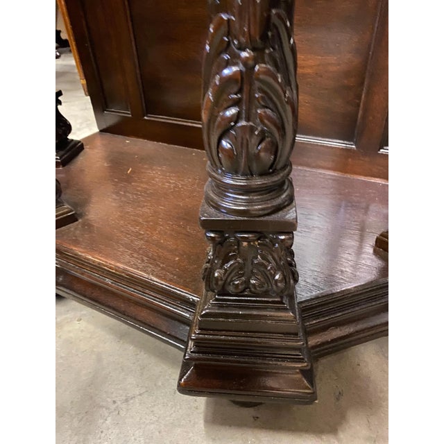 Brown Rich Dark Walnut Hand Carved Antique English Court Cupboard For Sale - Image 8 of 12