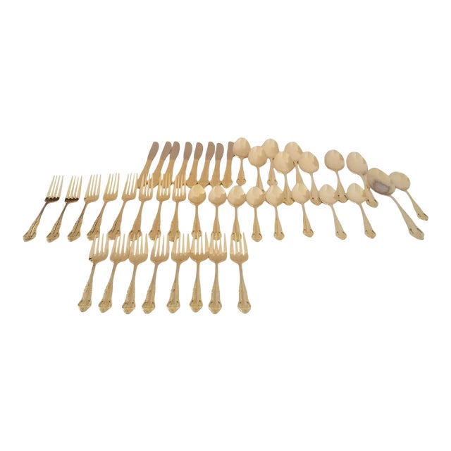 1970s E. P. International Gold-Plate Flatware, 42 Pieces For Sale