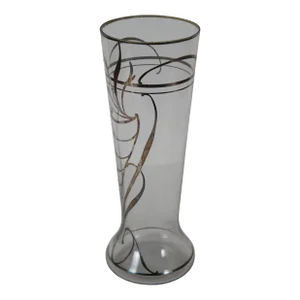 Early 20th Century Art Nouveau Clear Glass Sterling Silver Overlay Flared Beer Mug Vase