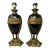 Antique Vintage Pair Cobalt Blue Gold Bronzed Porcelain Electric Table Lamps For Sale