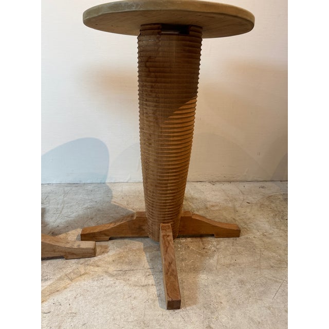 Brown Pair of French Art Deco Style Oak Side Tables, Styled After Charles Dudouyt For Sale - Image 8 of 12