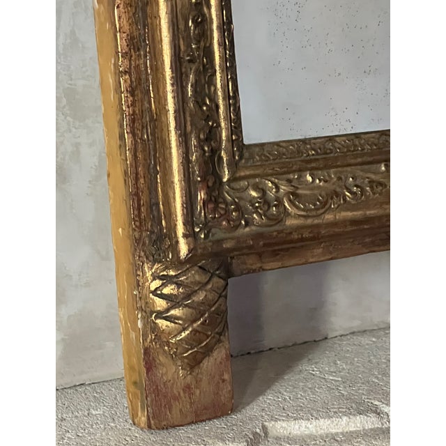 19th Century French Bridal Mirror W/ Carved Frame For Sale - Image 9 of 13