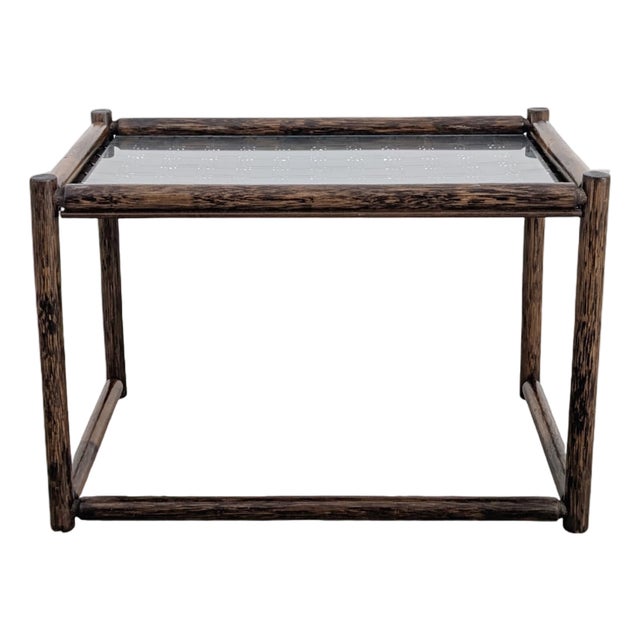 Mid-Century Modern Bamboo Coffee Table in Glass For Sale