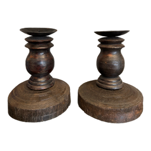19th Century Balinese Temple Candle Holders, Pair