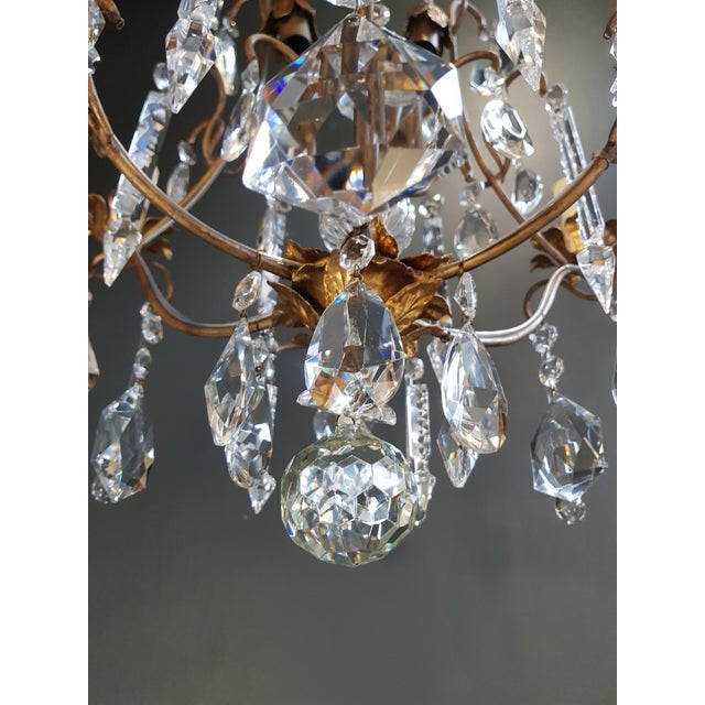 1940s Art Nouveau Crystal Candelabrum Chandelier For Sale - Image 6 of 7