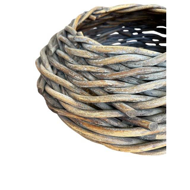 Rustic Large Handwoven Rattan Reed Basket Bi Cone For Sale - Image 3 of 12